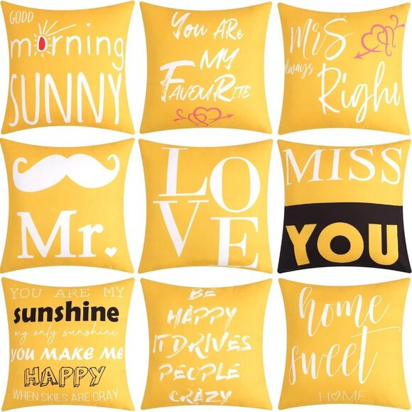 Other - NEW- Pack of 9 Square Throw Pillow Covers Boho Pillows 18"x18" Two Sided - Gold